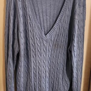 Lane Bryant Sky Blue V-Neck Cable Sweater